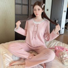 批发冬季新款睡衣女羊绒假两件圆领套头长袖长裤<b class='q'>加肥</b><b class='q'>加大</b>家居服套装
