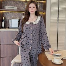 批发莱赛尔<b class='q'>睡衣</b><b class='q'>女</b>春秋季甜美风开衫长袖长裤大码220斤家居服
