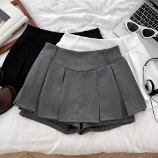 批发韩版学院风休闲百搭高腰显瘦半身裙百褶裙防走光短裙a字裙女夏季