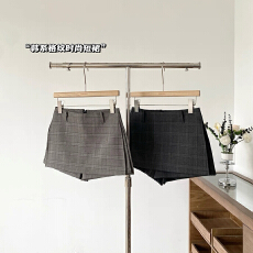 批发复古格纹减龄高腰A字半身裙女夏季2025新款韩系辣妹时尚包臀短裙