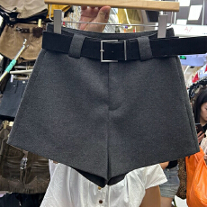 批发设计感百搭复古PU皮休闲<b class='q'>裤</b>女秋季2025新款气质高腰显瘦阔腿短<b class='q'>裤</b>潮