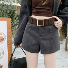 批发高腰毛呢短裤女秋冬外穿阔腿裤2025新款显瘦a字休闲裤裤子<b class='q'>女裤</b>潮