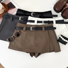批发设计感小心机高腰显瘦开叉半身裙防走光短裙包臀裙a字裙女配皮带