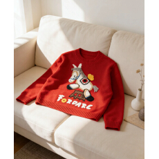 马上有钱花本命年趣味图案针织衫女25秋冬节日氛围感宽松毛衣