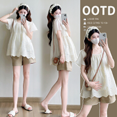 批发孕妇装2025<b class='q'>夏</b>季新款娃娃衫小清新宽松显瘦时尚百搭孕妇减龄上衣