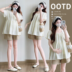 批发孕妇装2025<b class='q'>夏</b>季新款娃娃衫小清新宽松显瘦时尚百搭孕妇减龄上衣