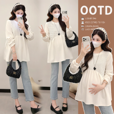 批发2026新款毛线拼接秋装高弹长袖遮肚简约纯色保暖打底衫外穿