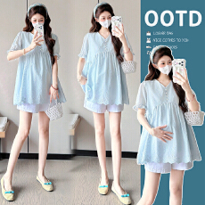 批发实拍孕妇装2025<b class='q'>夏</b>季新款娃娃衫小清新宽松显瘦时尚百搭孕妇上衣