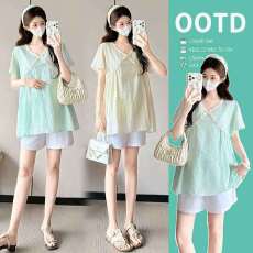 批发实拍新款<b class='q'>夏</b>季娃娃衫小清新宽松显瘦时尚百搭孕妇减龄单件上衣