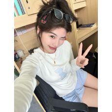 批发40支230克95%棉+5%氨纶后包领新款重磅正肩长袖t恤女春秋