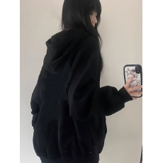 批发纯棉复合银狐绒 美式高街<b class='q'>潮牌</b>卡通印花连帽卫衣男女秋冬