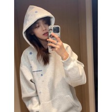 批发现货【原版尺寸绣花纯棉复合 】美式<b class='q'>潮牌</b>雪花刺绣连帽卫衣2025