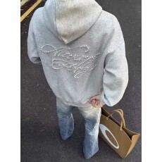 批发原版做工尺寸铁拉链+绣花+订珠+内抽美式复古珍珠钉珠刺绣<b class='q'>衫</b>