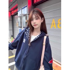 批发原版尺寸 绣花+原布内抽 纯棉复合美式复古刺绣开<b class='q'>衫</b>连帽卫衣男女