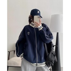 批发原版尺寸 绣花+原版针织罗口 纯棉复合松弛感棒球服休闲开<b class='q'>衫</b>立领