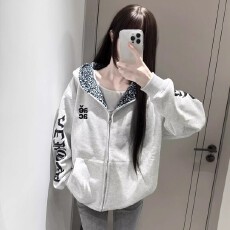 批发原版尺寸 原版豹纹+印花 纯棉复合美式潮牌梵文字母开<b class='q'>衫</b>外套2025