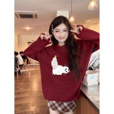 批发实码600克7针新款温柔风奶fufu软糯大码宽松秋冬内搭印花女2025