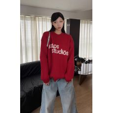 批发实码600克7针字母印花毛衣绒温柔风奶fufu软糯大码宽松秋冬内搭女