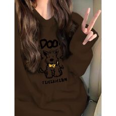 批发实码600克7针公仔印花毛衣绒温柔风奶fufu软糯大码宽松秋冬内搭女