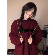 批发实码600克7针奶fufu软糯高级感穿搭温柔风宽松秋冬外穿字母印花