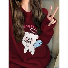 批发实码600克7针奶fufu软糯高级感穿搭温柔风宽松秋冬外穿印花2025