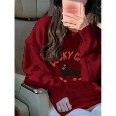 批发实码600克7针新款毛衣绒温柔风奶fufu软糯<b class='q'>大码</b>宽松秋冬内搭印花女