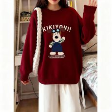 批发实码600克7针新款毛衣绒温柔风奶fufu软糯<b class='q'>大码</b>宽松秋冬内搭印花女