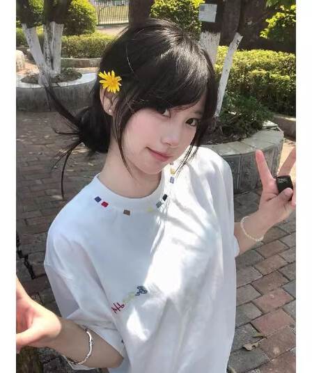 순면 240 그램 원본 자수 품질 업그레이드 트렌드 긍정적 인 어깨 루즈핏 중간 길이 가시 자수 라운드 넥 맨위 여성 의류