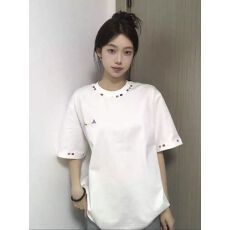 批发纯棉240克原版刺绣品质升级刺绣字母t恤短袖女夏<b class='q'>装</b>夏季宽松美式