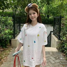 批发纯棉240克原版刺绣品质升级百搭日常时尚短袖女T恤<b class='q'>夏</b>季爆款设计感