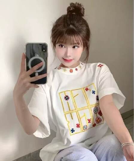 순면 240 그램 원본 자수 품질 업그레이드 아메리칸 캐주얼 디자인 여름 새로운 다용도 패션 반팔 티셔츠