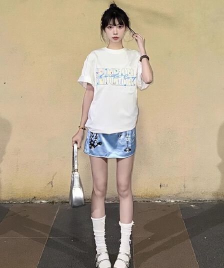 순면 240 그램 원본 자수 품질 업그레이드 여름 다용도 디자인 새로운 반팔 티셔츠 루즈핏 캐주얼 바람