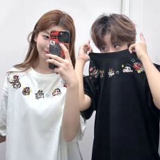 批发纯棉240克原版刺绣品质升级美式设计百搭圆领<b class='q'>情侣</b><b class='q'>夏季</b>新款休闲风