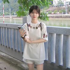 批发纯棉240克原版刺绣品质升级2026年夏季新款百搭可爱基础短袖T恤