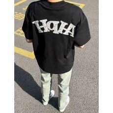 批发纯棉240克原版刺绣品质升级百搭简约字母设计圆领夏日常<b class='q'>情侣</b><b class='q'>上衣</b>