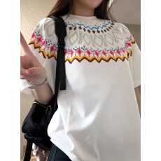 批发纯棉240克原版品质升级简约花边特色设计印花 夏圆领短袖<b class='q'>情侣</b><b class='q'>上衣</b>