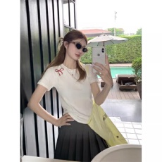 40支230克95%棉+5%氨纶后包领美式蝴蝶结印花设计夏短袖