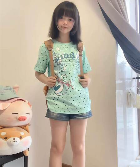 도트 무늬 원본 것 좋은 품질 솜씨 40 면 230 크 도파민 도트 무늬 알파벳 반팔
