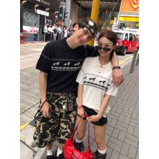 批发包芯纱洗水小马费尔岛提花翻领撞色针织衫短袖女夏季Polo领上衣
