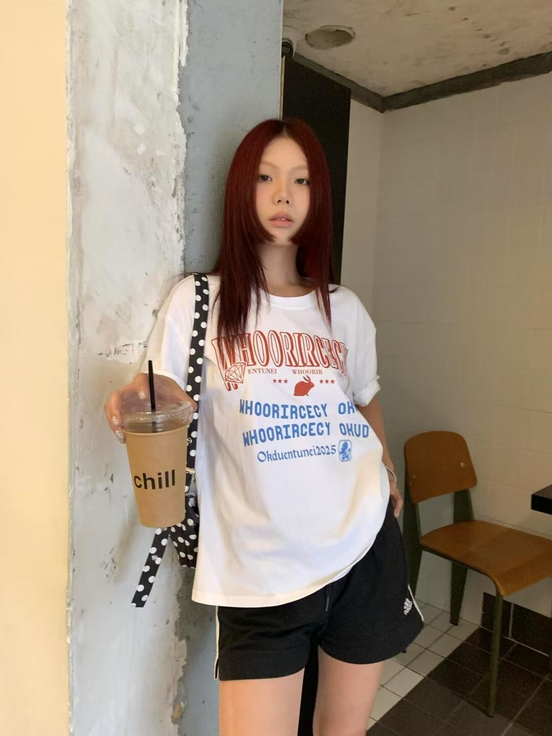 순면 빗질하다 닫기 220 그램 아메리칸 프린트 루즈핏 캐주얼 바람 다용도 여름 반팔