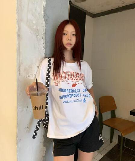 순면 빗질하다 닫기 220 그램 아메리칸 프린트 루즈핏 캐주얼 바람 다용도 여름 반팔