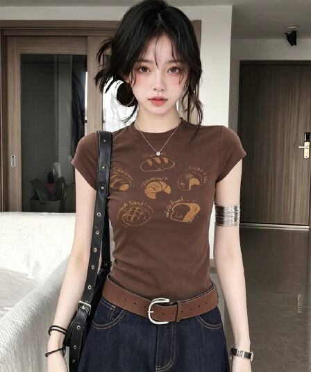원본 핏 스타일 색상 차이 없음 40 95 면 230 크 순면 아메리칸 몸매 가꾸기 긍정적 인 어깨 반팔 티셔츠 여성