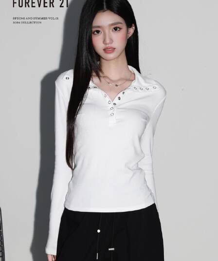 원본 원단 260 그램 사람들 면 화이트 루즈핏 긍정적 인 어깨 긴팔 티셔츠 여성 가을 고유 한 Chic