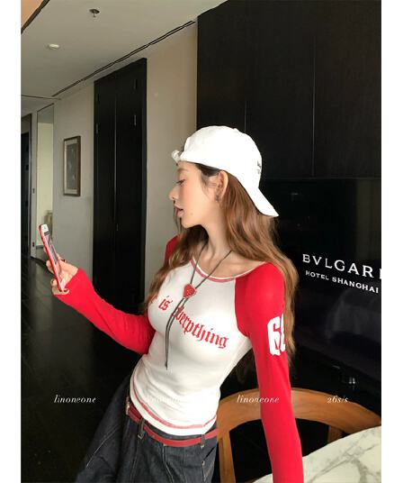 260 그램 원본 모달 면 원단 아메리칸 레트로 배색 삽입 어깨 몸매 가꾸기 슬림해 보이는 다용도 여성 셔츠