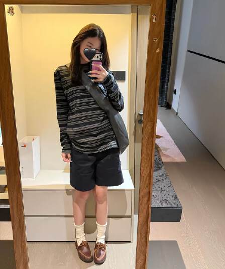 원본 더블 실 순면 스트라이프 230 크 인사이드 가져 가라. 기본 셔츠 chic 루즈핏 슬림해 보이는 느긋한 느슨함 맨위
