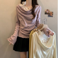 批发黄色长袖T恤女2025新款韩系早<b class='q'>秋</b>流行穿搭大码胖mm正肩巨好看上衣