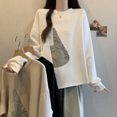 批发大码女装遮肚子慵懒风正肩<b class='q'>打底衫</b>女秋冬胖mm宽松显瘦遮肉<b class='q'>长袖</b>卫衣