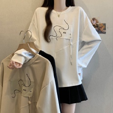 批发设计感长袖卫衣打底衫女款春秋2026大码<b class='q'>胖</b><b class='q'>mm</b>显瘦遮肚独特别致上衣