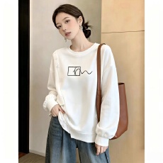 批发不规则圆领正肩长袖卫衣女秋2026大码胖mm荷叶边下摆显瘦<b class='q'>打底</b><b class='q'>上衣</b>
