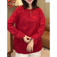 批发年年有余2026年新中式国风女装斜襟时尚复古宽松上衣